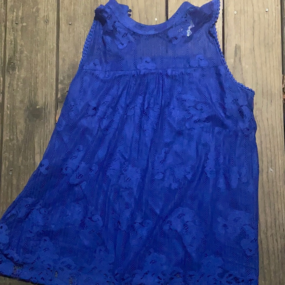 Blue plus dress tank top